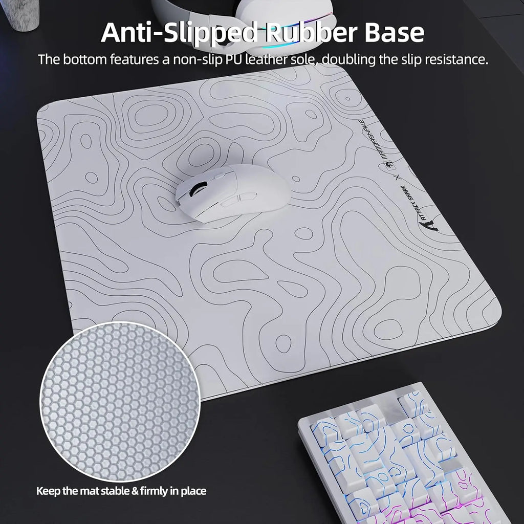 ATTACK SHARK CM05 Contour Glass Gaming Mousepad,Nano-Micro-Etched Texture,Smooth Glass Surface,Anti-Scratch,Large Size 450×400mm