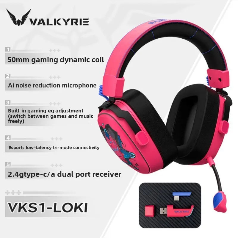 VALKYRIE VK S1 Gaming Headset Wireless Triple-Mode Detachable Microphone 15ms Ultra-Low Latency Esports Chip Gamer Headphones