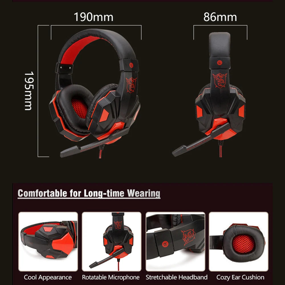 Gaming Headphones 3.5mm Wired PC Bass Stereo Gamer Headset Phone Laptops Earphone Helmet With Microphone For PS4 Xbox One Switch